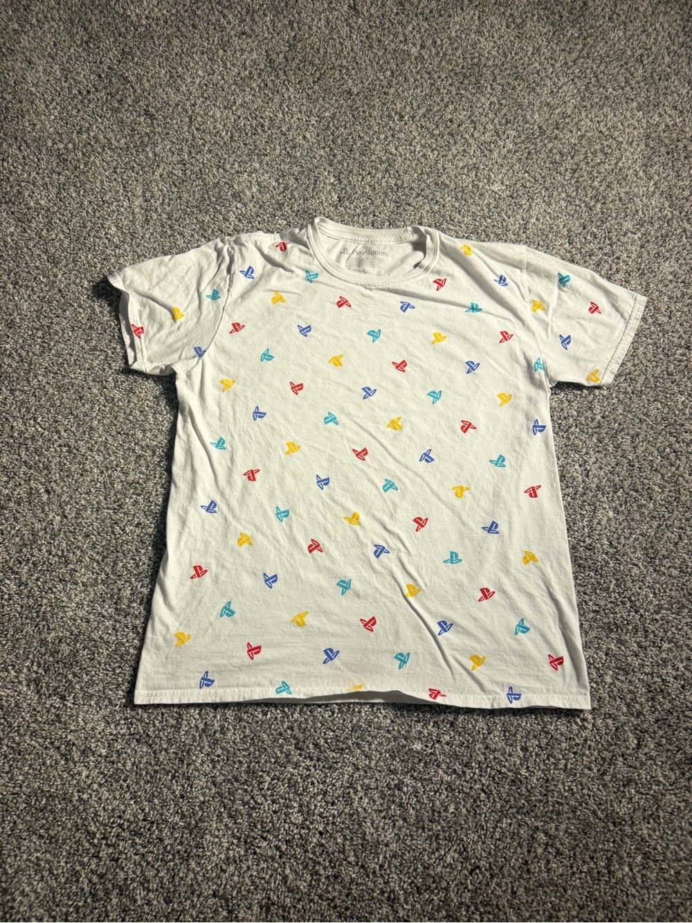 Sony White Short-Sleeve Tee with Red, Blue, Yellow and Teal Micro Logos